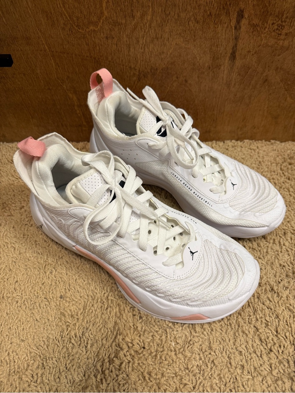Jordan White Sneakers with Pink Accents